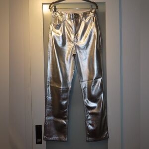 Abercrombie & Fitch 90s Ultra High Rise Metallic Silver pants